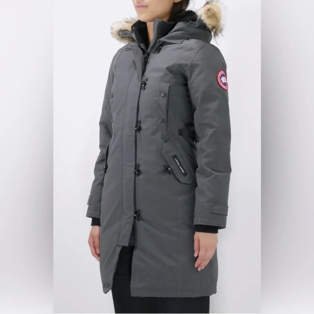 Women's Gray Parka with Fur Trim - Picture 6 of 16